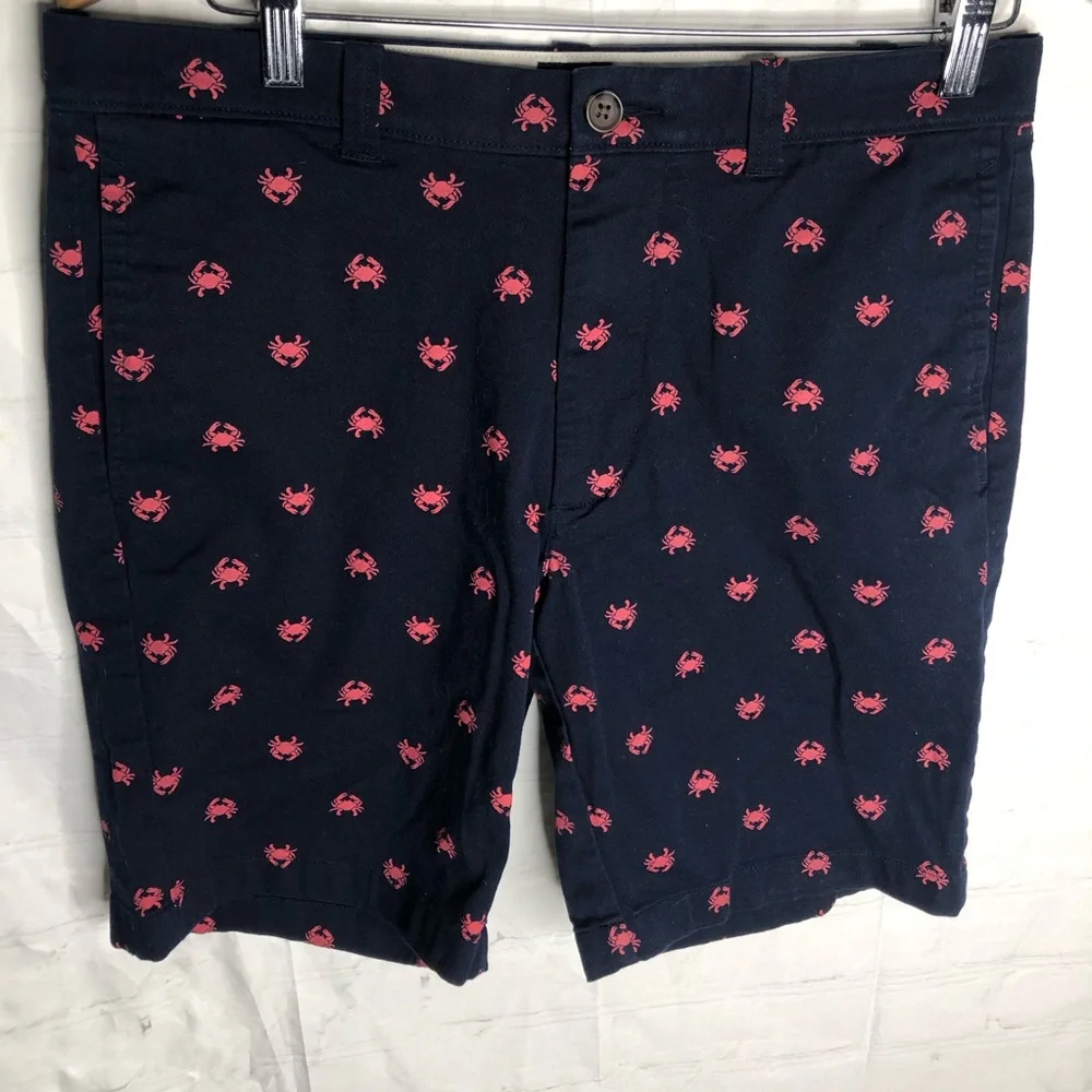 J.CREW Mens Navy Blue Red Crab Print 9